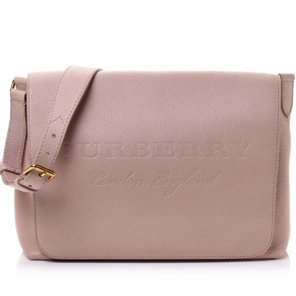 Authentic BURBERRY Signature Grain Small Burleigh Crossbody Bag Pale Ash Rose